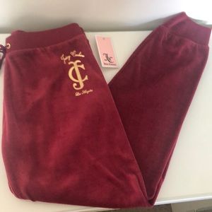 Ladies Velour Juicy Couture Small Joggers Pants Wine Color New with Tags